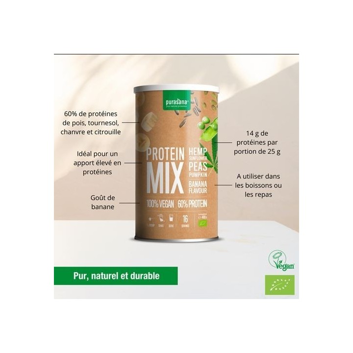 PROTEINE DE POIS/CHANVRE/... BANANE*  400 G