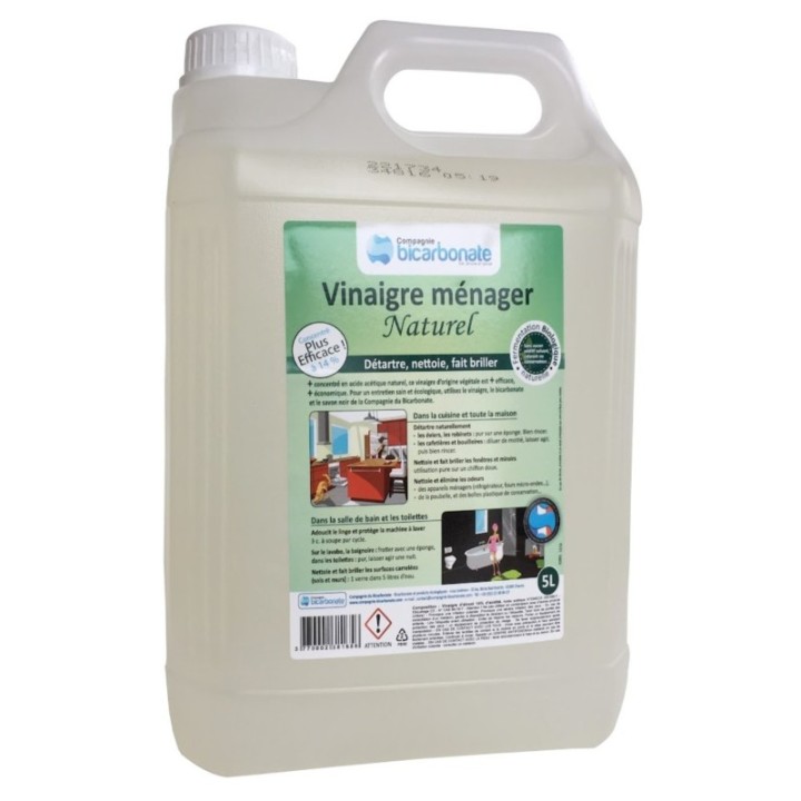 Vinaigre ménager concentré 14° - neutre - 5 L - La Compagnie du Bicarbonate