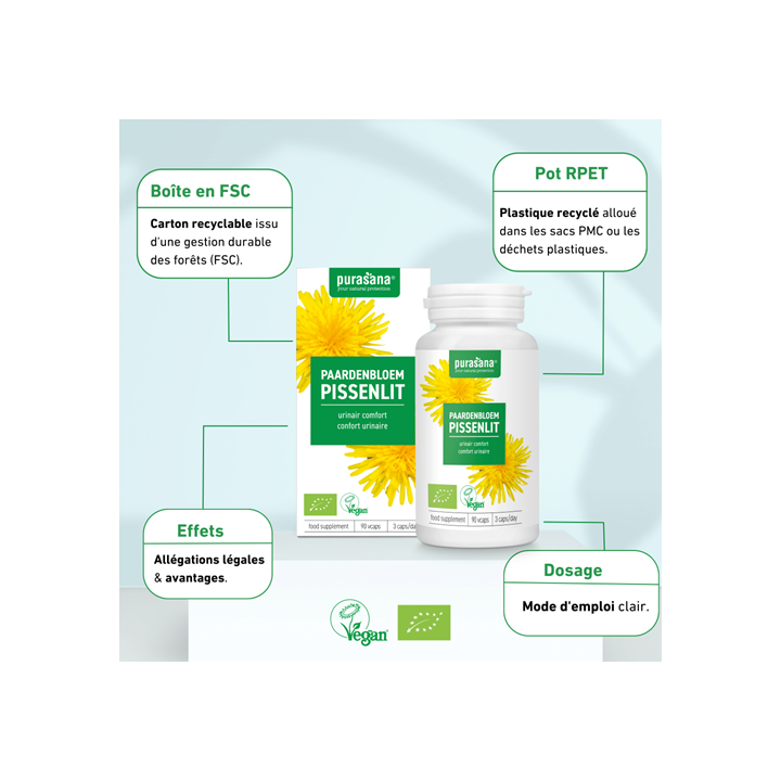 Pissenlit Bio - 250 mg - 90 Vcaps - Purasana