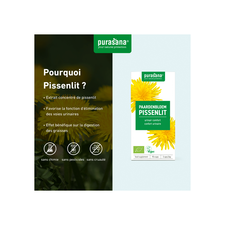 Pissenlit Bio - 250 mg - 90 Vcaps - Purasana