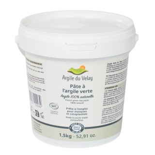 Argile Verte du Velay – Pot 1,5 kg, Cataplasme 100 % naturel (Illite, Kaolin, Montmorillonite) - Argile du Velay I La Source
