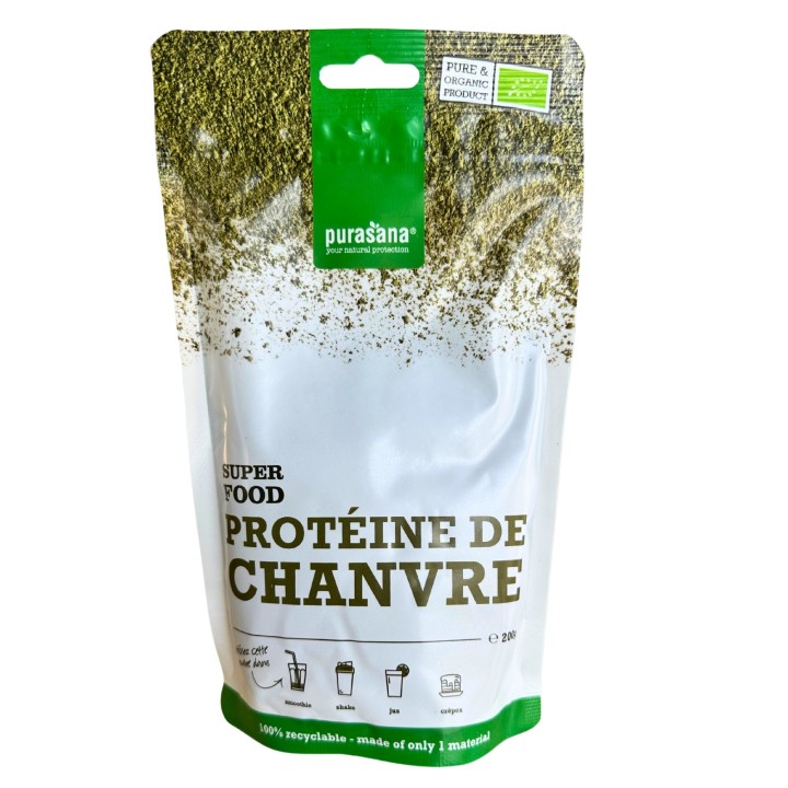Poudre de protéine de Chanvre bio - 200 gr - Purasana