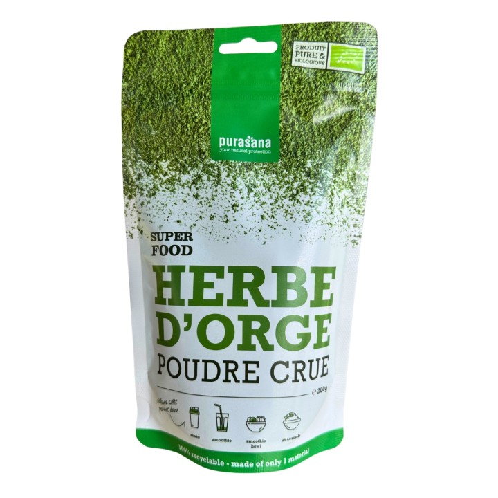 Poudre d'herbe d'orge bio - 200 gr - Purasana
