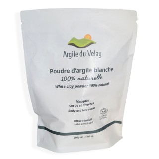 Argile Blanche Poudre 200 g – Douce & Apaisante pour Peaux Sensibles | Argile du Velay - La Source