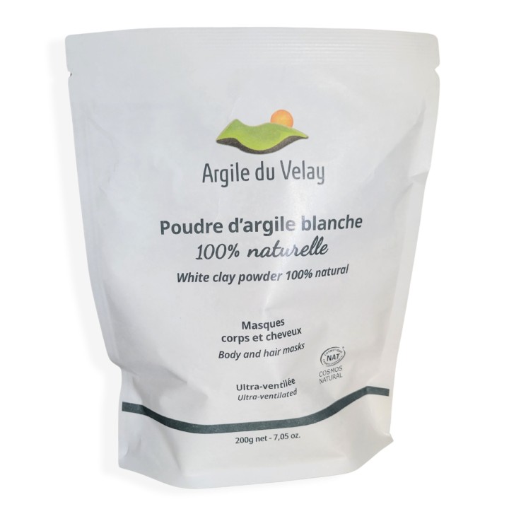 Argile Blanche Poudre 200 g – Douce & Apaisante pour Peaux Sensibles | Argile du Velay - La Source