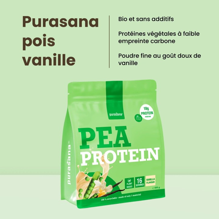 Protéines pois vanille bio Purasana – Vegan & riche en protéines