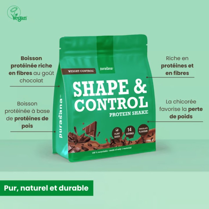 Shape & Control - protéine poudre de pois minceur chocolat  - Purasana