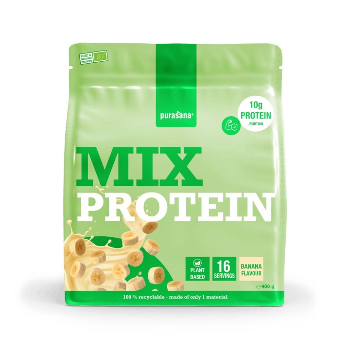Protéine pois, tournesol, chanvre, potiron, banane bio - 400 gr - Purasana
