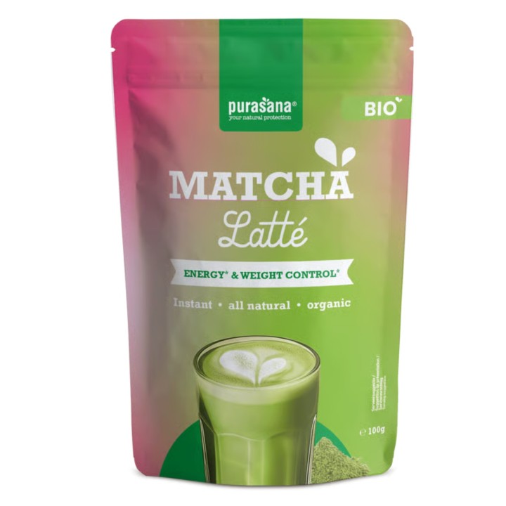 Matcha Latté Purasana 100 g | Préparation Bio pour 10 Boissons