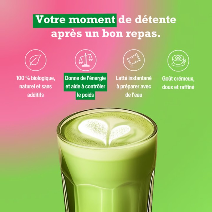 Matcha Latté Purasana 100 g | Préparation Bio pour 10 Boissons