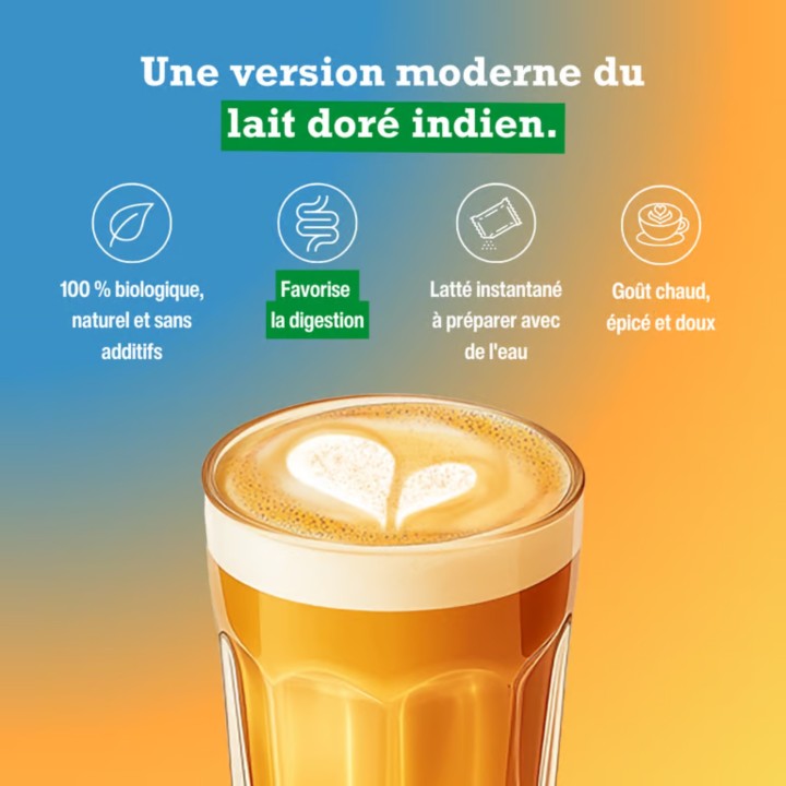 Curcuma Latté Purasana 100g | Boisson Golden Milk Bio | Elixanatur