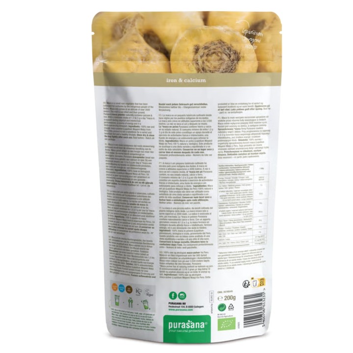 Maca Bio en poudre 100 g Purasana | Énergie & Vitalité Naturelle