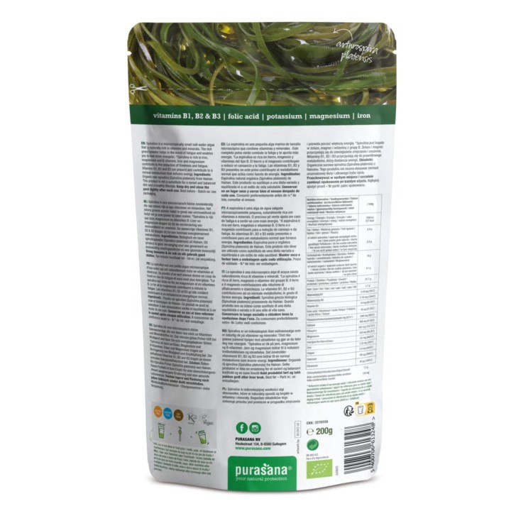 Spiruline en poudre 100 g Purasana | Complément alimentaire naturel