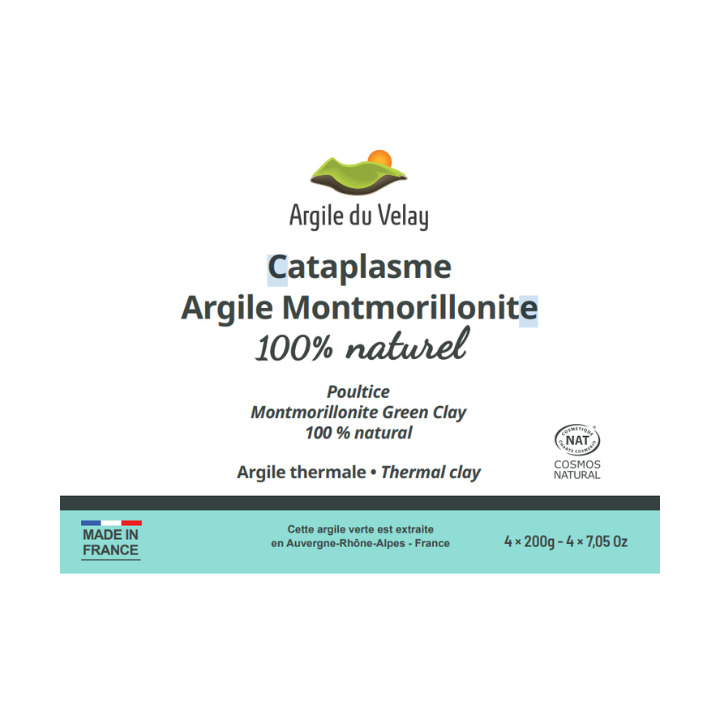 Montmorillonite - 4 Cataplasmes 200 g | Argile du Velay
