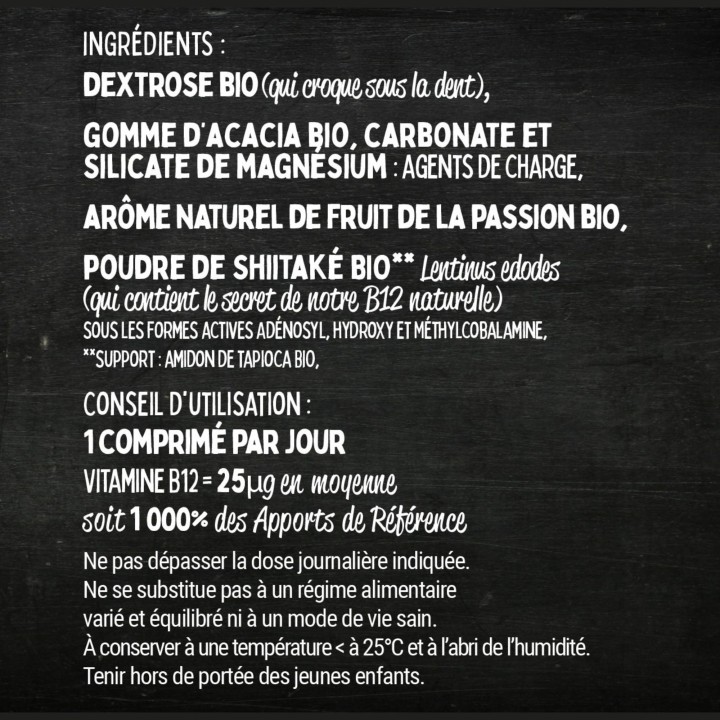 Vitamine B12 25µg à croquer Passion - 120 comprimés - Les Bios Frères