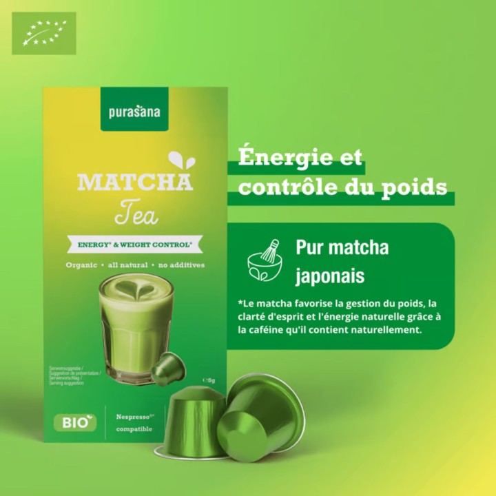 Matcha Thé Vert Instantané Purasana – Matcha Bio | La Source